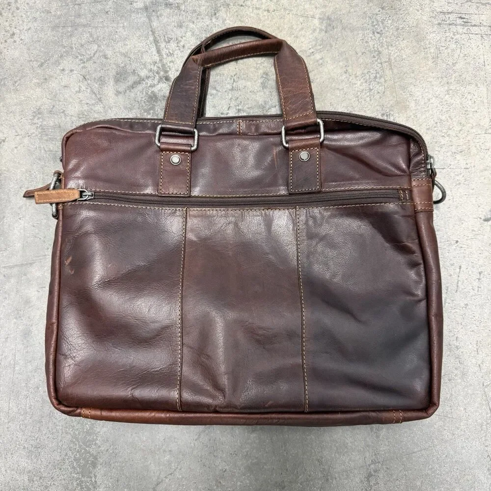 VTG Jack Georges Leather Briefcase Messenger Bag 16x13